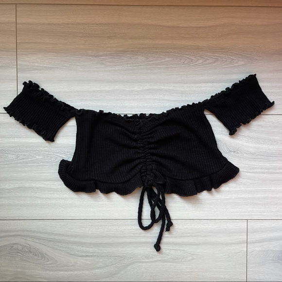 Lehlani Off Shoulder Smock Top - Black - Picture 6 of 7